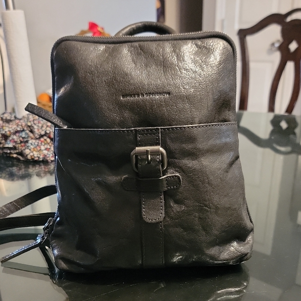 Elegant Black Leather Women's Backpack